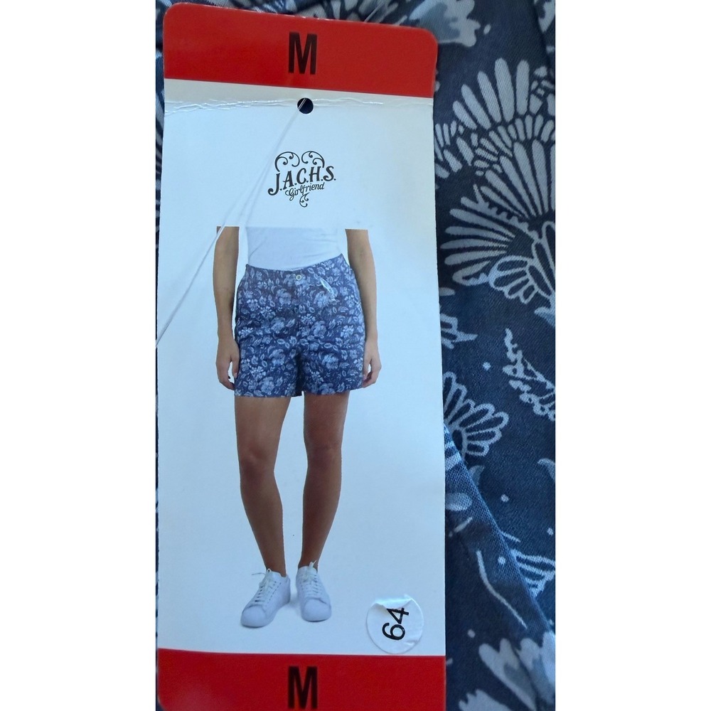 Jachs Girlfriend Women's Stretch Satin Chino Shorts, Blue, Size S